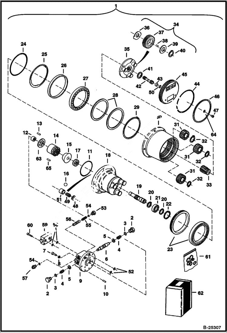 Схема запчастей Bobcat 331 - TRAVEL MOTOR (S/N 512913930 & Above, 517711001 & Above, and 516711001 & Above) HYDRAULIC SYSTEM