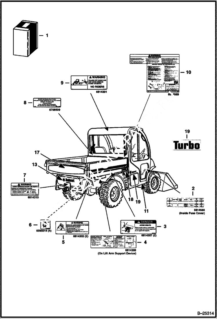 Схема запчастей Bobcat 5600 - DECALS ACCESSORIES & OPTIONS