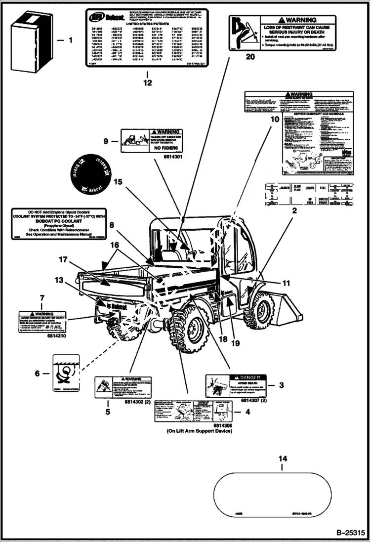 Схема запчастей Bobcat 5600 - DECALS ACCESSORIES & OPTIONS