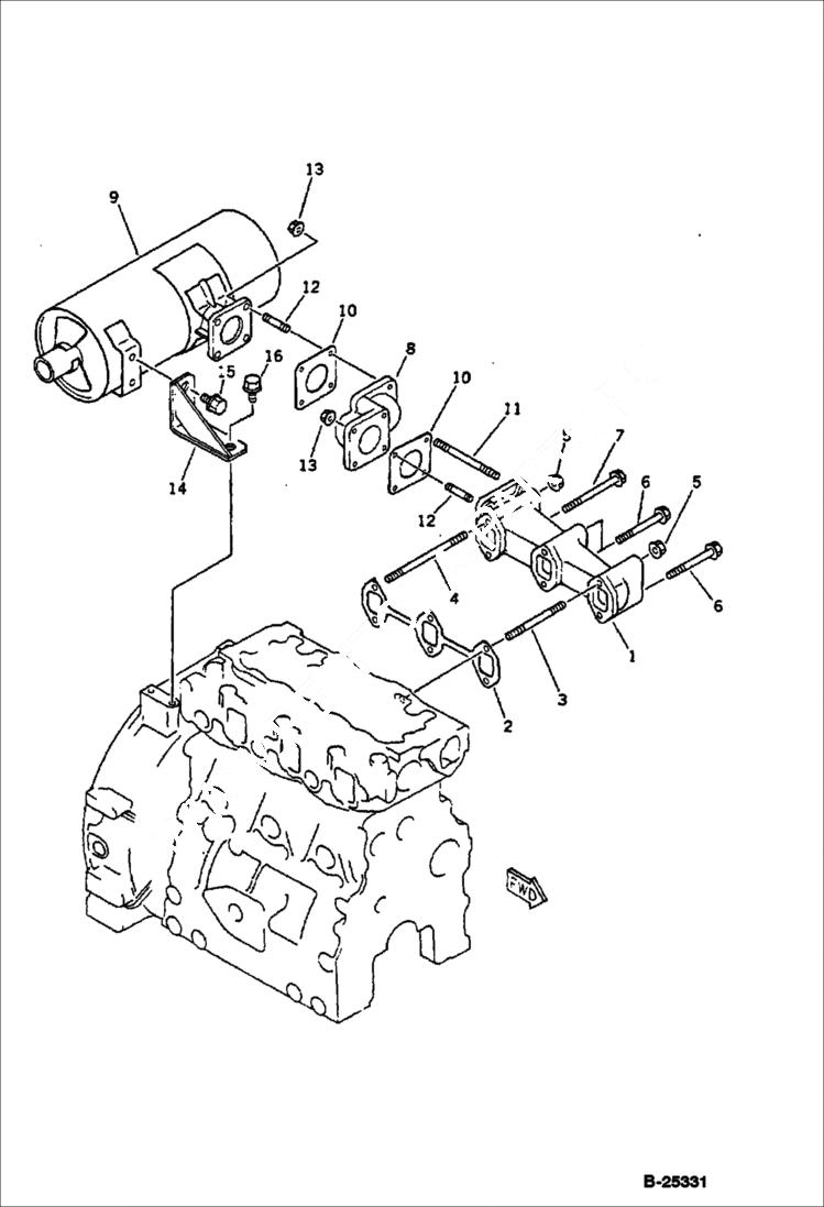 Схема запчастей Bobcat 76 - EXHAUST MANIFOLD AND MUFFLER CYLINDER HEAD