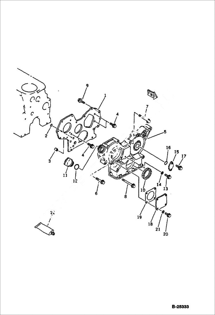 Схема запчастей Bobcat 76 - GEAR CASE AND FRONT COVER CYLINDER BLOCK