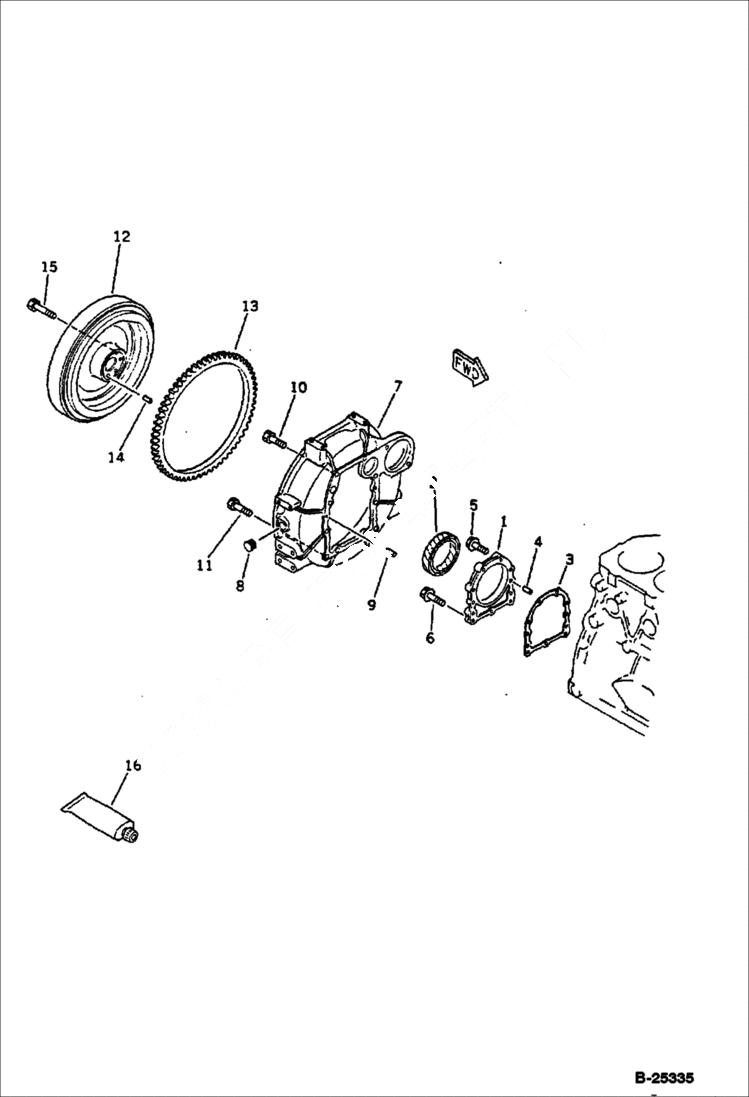 Схема запчастей Bobcat 76 - FLYWHEEL AND FLYWHEEL HOUSING CYLINDER BLOCK