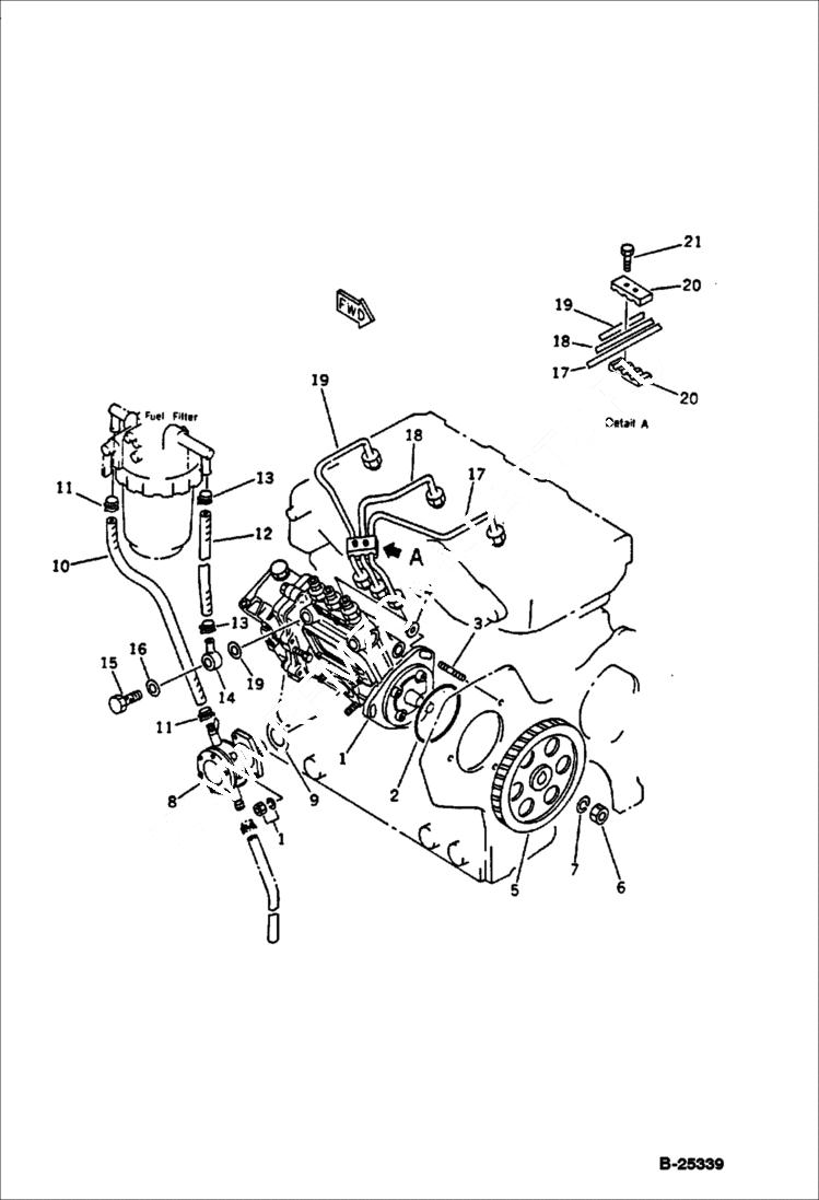 Схема запчастей Bobcat 76 - FUEL INJECTION PUMP AND PIPING FUEL SYSTEM