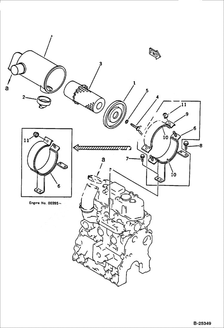 Схема запчастей Bobcat 56 - AIR CLEANER CYLINDER HEAD