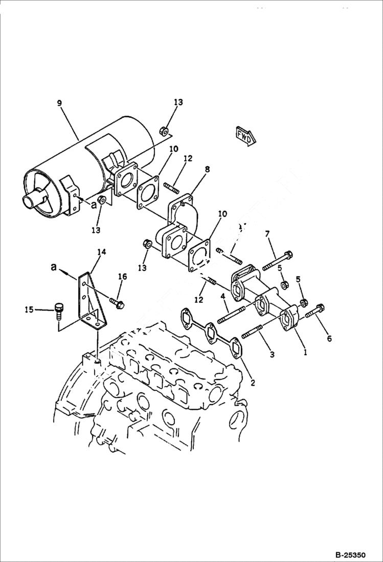 Схема запчастей Bobcat 56 - EXHAUST MANIFOLD AND MUFFLER CYLINDER HEAD