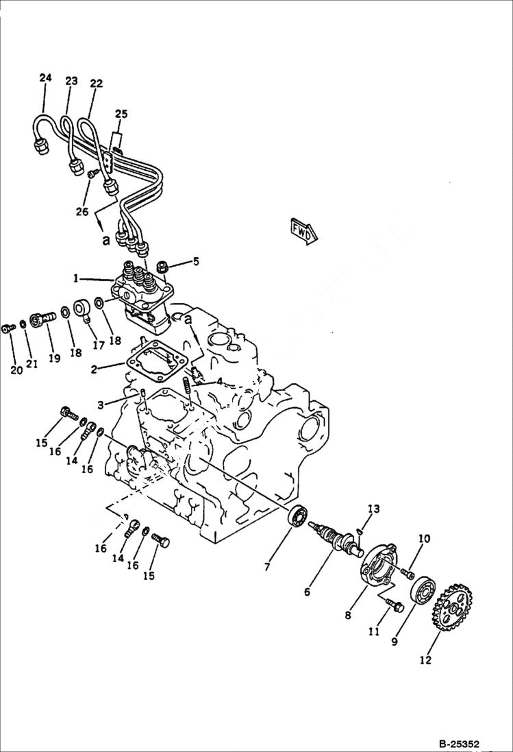 Схема запчастей Bobcat 56 - FUEL INJECTION PUMP AND PIPING FUEL SYSTEM