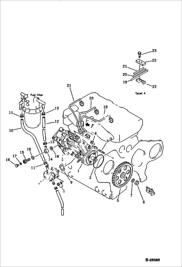 Схема запчастей Bobcat 76 - FUEL INJECTION PUMP AND PIPING FUEL SYSTEM