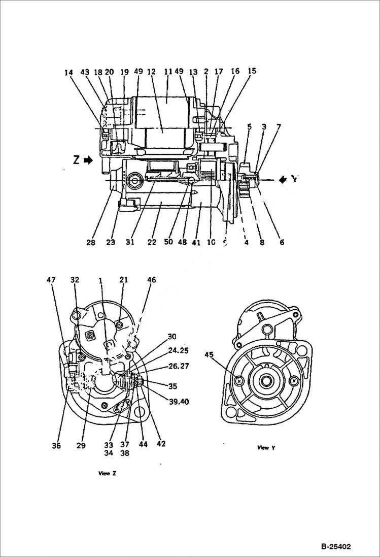 Схема запчастей Bobcat 76 - STARTING MOTOR ELECTRICAL SYSTEM