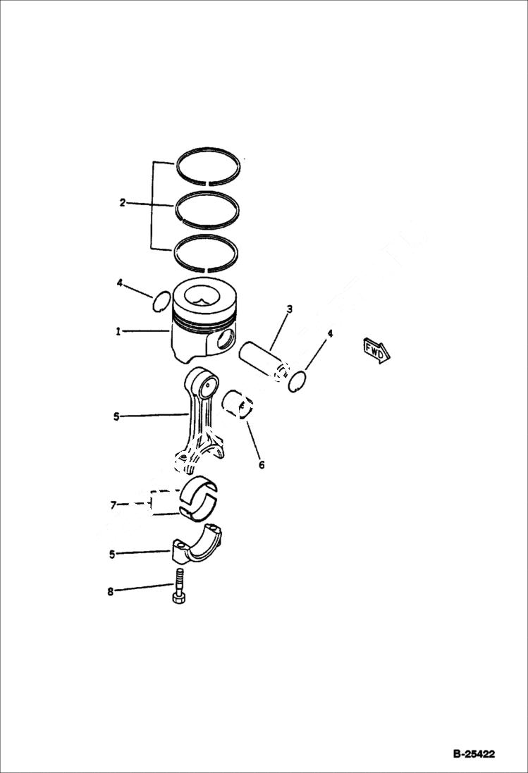 Схема запчастей Bobcat 76 - PISTON AND CONNECTING ROD CYLINDER BLOCK