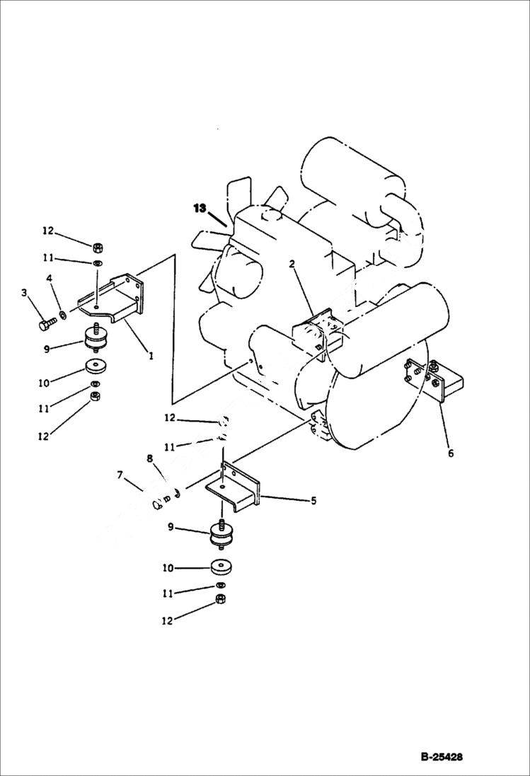 Схема запчастей Bobcat 76 - ENGINE MOUNTING PARTS ENGINE RELATED PARTS AND ELECTRICAL SYSTEM