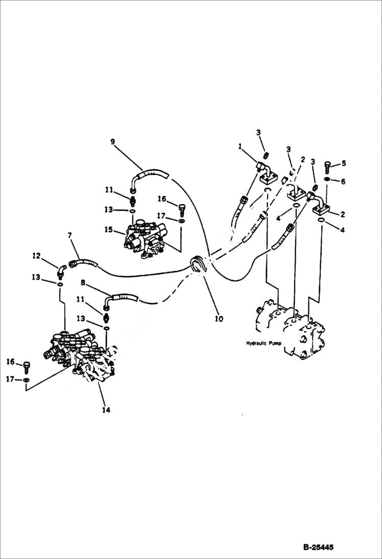 Схема запчастей Bobcat 76 - HYDRAULIC PIPING ( PUMP TO VALVE ) WORK EQUIPMENT CONTROL SYSTEM