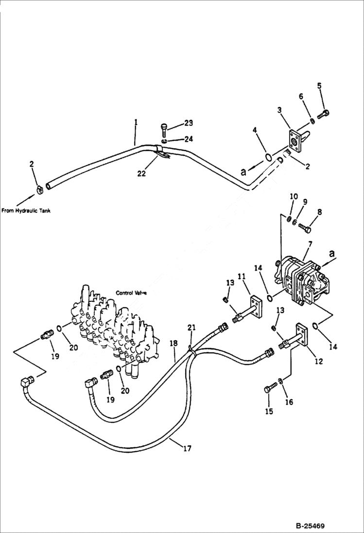 Схема запчастей Bobcat 56 - HYDRAULIC PIPING (TANK TO PUMP TO VALVE) WORK EQUIPMENT CONTROL SYSTEM