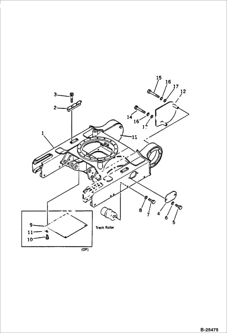 Схема запчастей Bobcat 56 - TRACK FRAME (FOR RUBBER SHOE) (OP) UNDERCARRIAGE