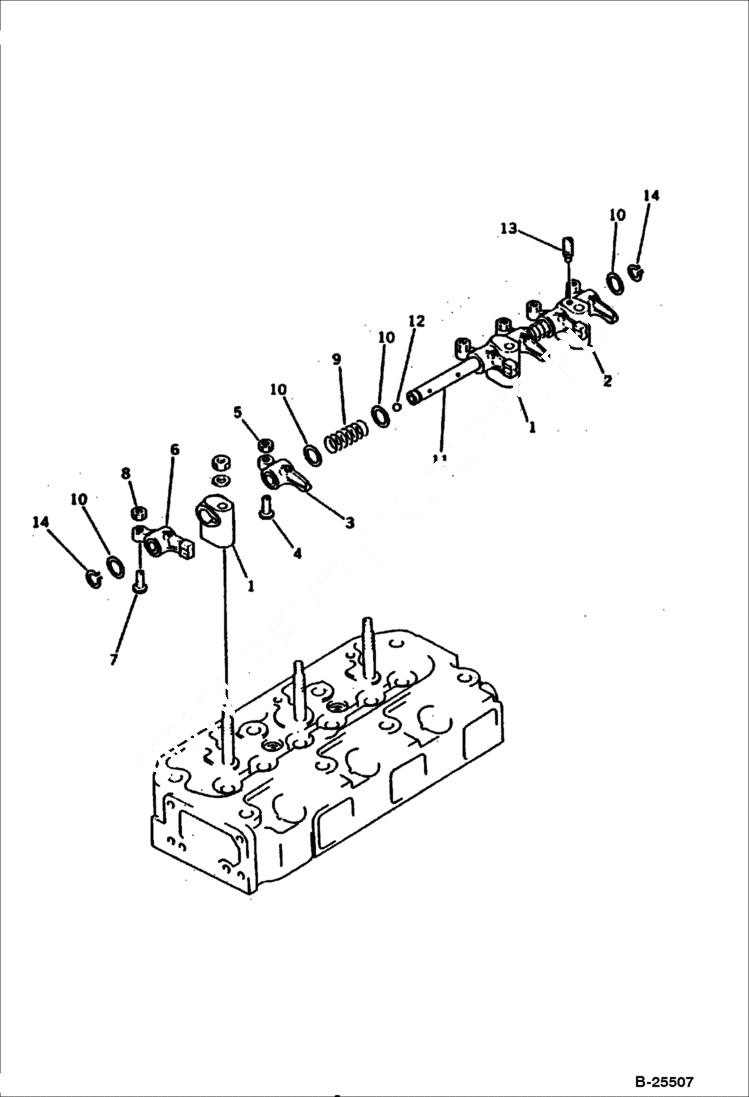 Схема запчастей Bobcat 100 - ROCKER ARM CYLINDER HEAD