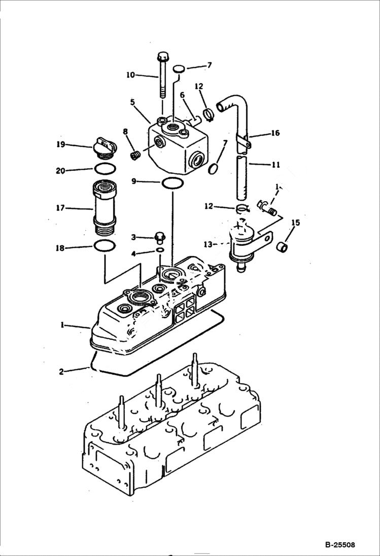 Схема запчастей Bobcat 100 - CYLINDER HEAD COVER CYLINDER HEAD