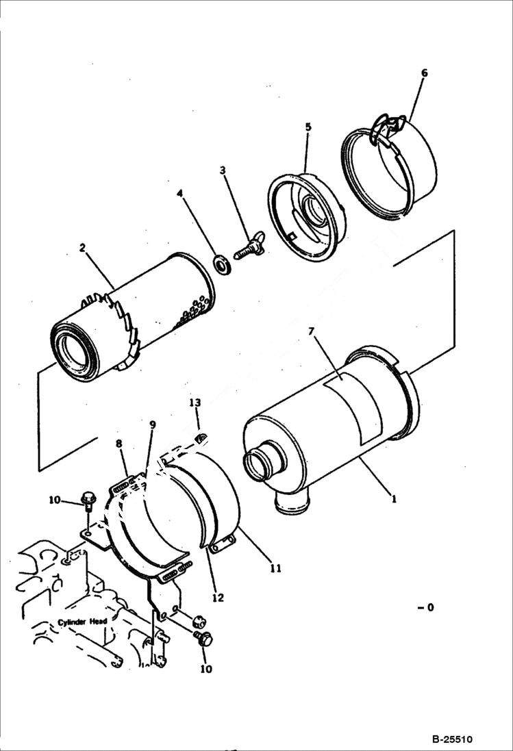 Схема запчастей Bobcat 100 - AIR CLEANER CYLINDER HEAD