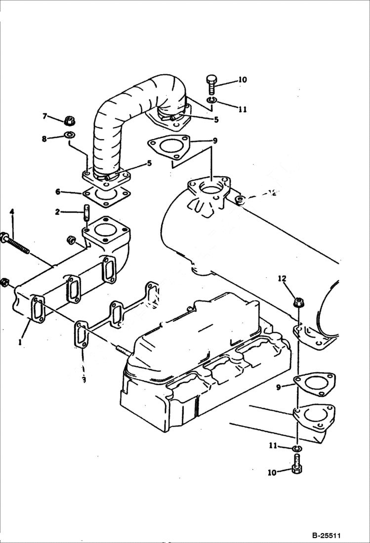 Схема запчастей Bobcat 100 - EXHAUST MANIFOLD CYLINDER HEAD