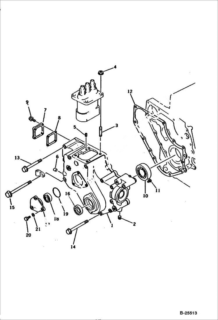 Схема запчастей Bobcat 100 - FRONT COVER CYLINDER BLOCK