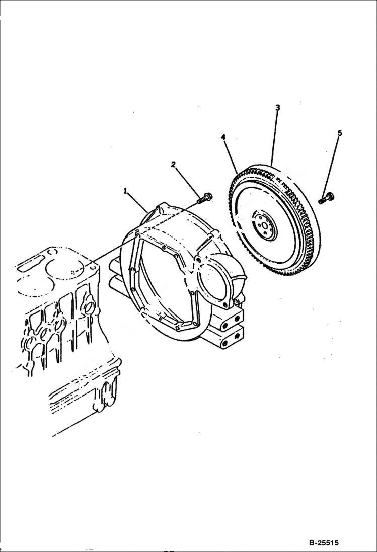 Схема запчастей Bobcat 100 - FLYWHEEL AND FLYWHEEL HOUSING CYLINDER BLOCK