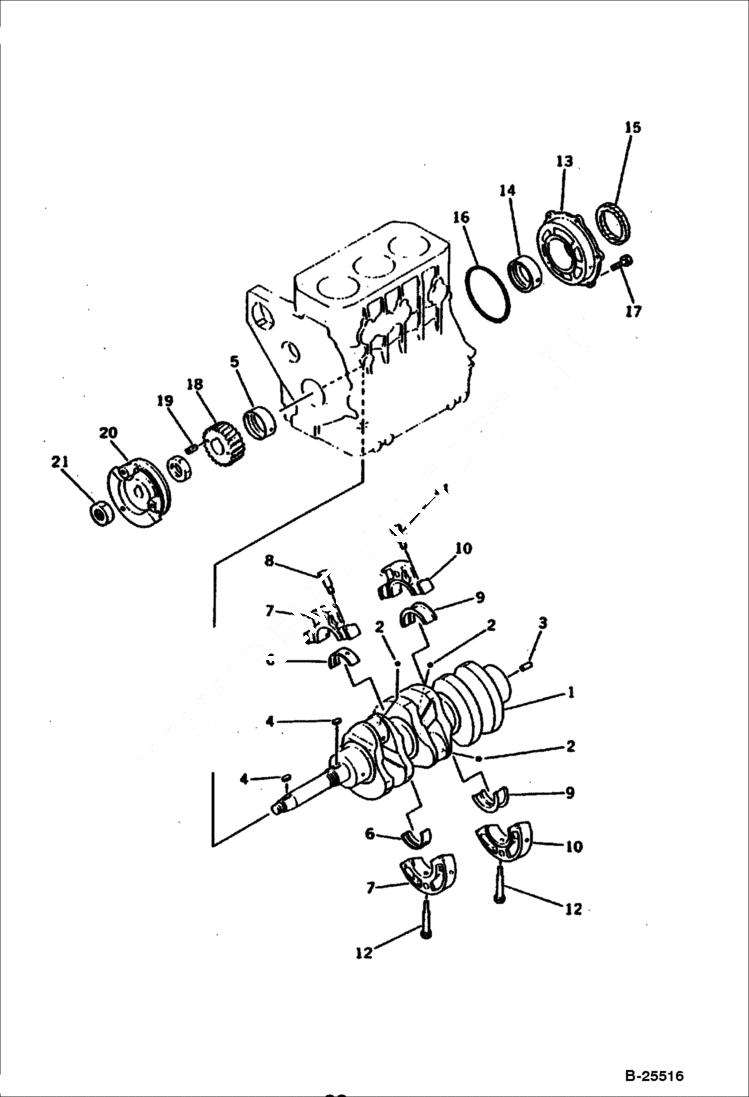 Схема запчастей Bobcat 100 - CRANKSHAFT CYLINDER BLOCK