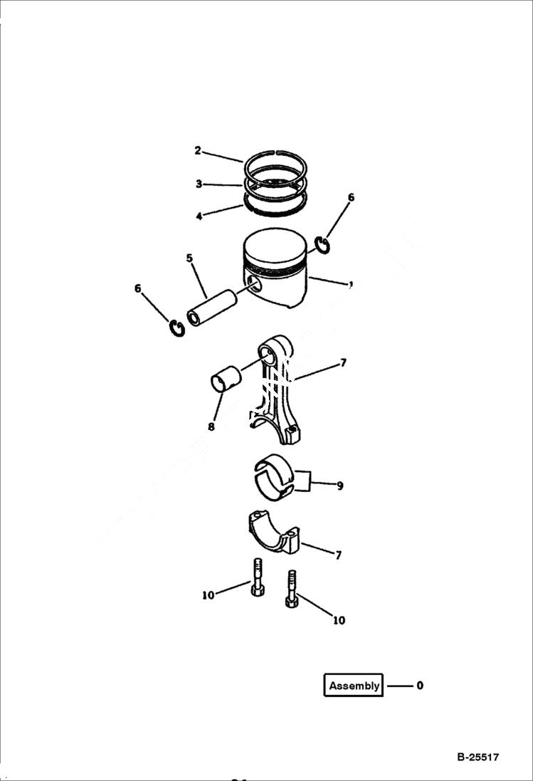 Схема запчастей Bobcat 100 - PISTON AND CONNECTING ROD CYLINDER BLOCK