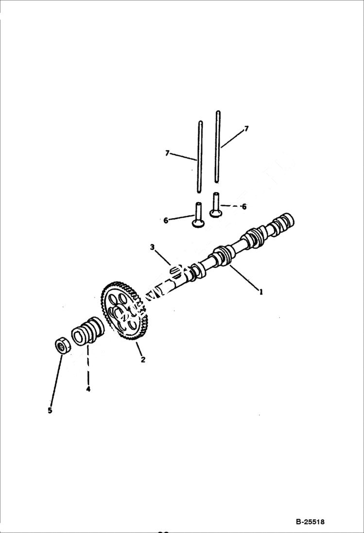 Схема запчастей Bobcat 100 - CAMSHAFT AND TAPPET CYLINDER BLOCK