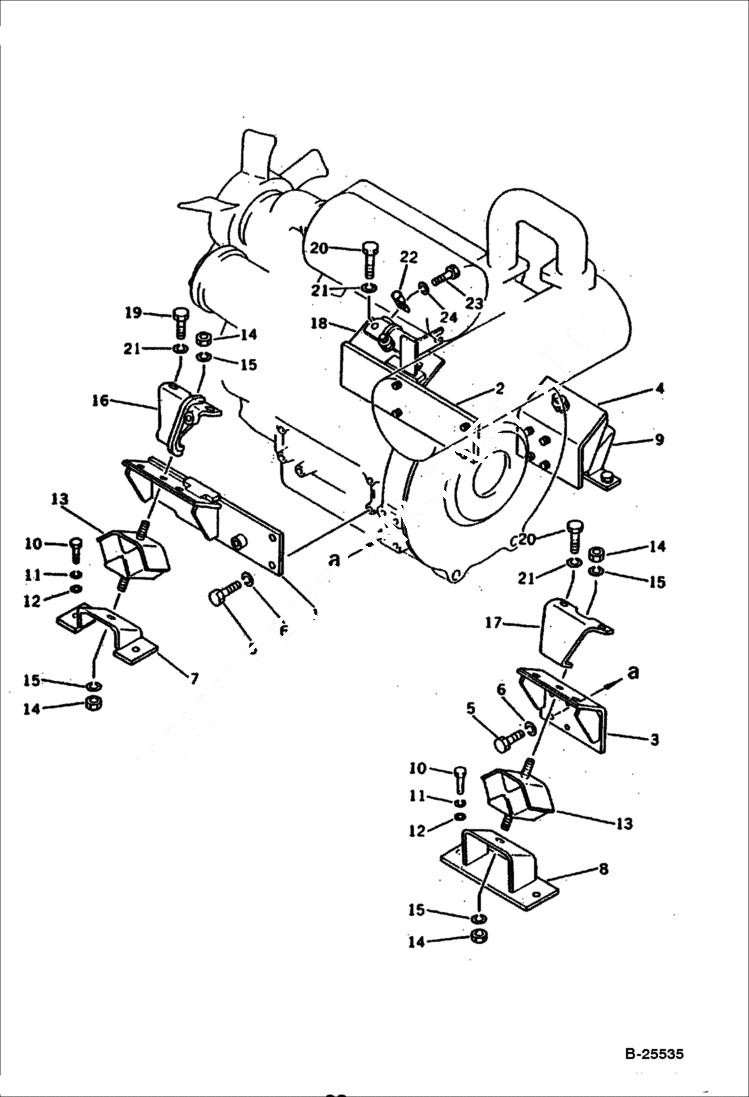 Схема запчастей Bobcat 100 - ENGINE MOUNTING PARTS ENGINE RELATED PARTS AND ELECTRICAL SYSTEM