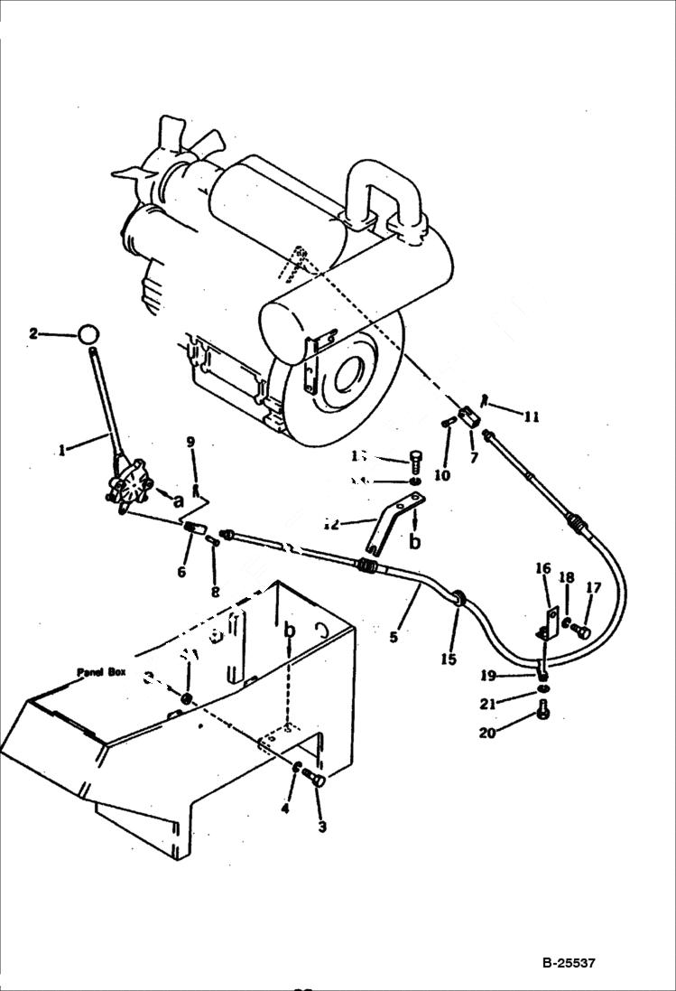 Схема запчастей Bobcat 100 - FUEL CONTROL LEVER ENGINE RELATED PARTS AND ELECTRICAL SYSTEM