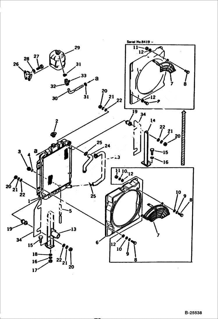 Схема запчастей Bobcat 100 - RADIATOR AND PIPING ENGINE RELATED PARTS AND ELECTRICAL SYSTEM