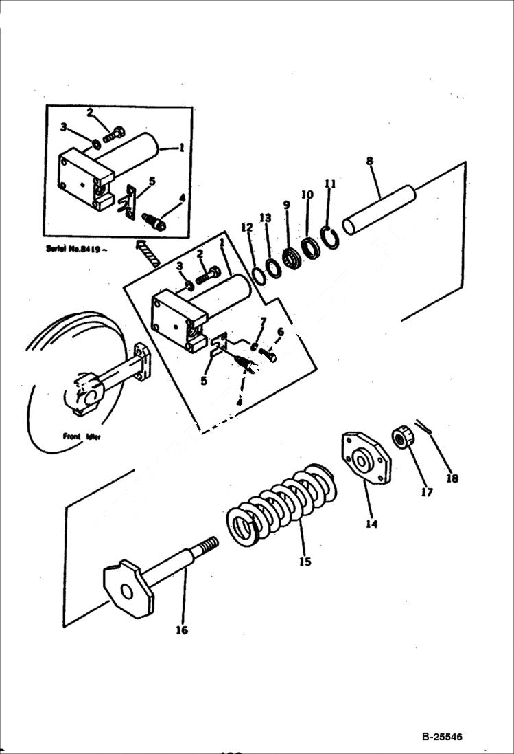 Схема запчастей Bobcat 100 - RECOIL SPRING UNDERCARRIAGE