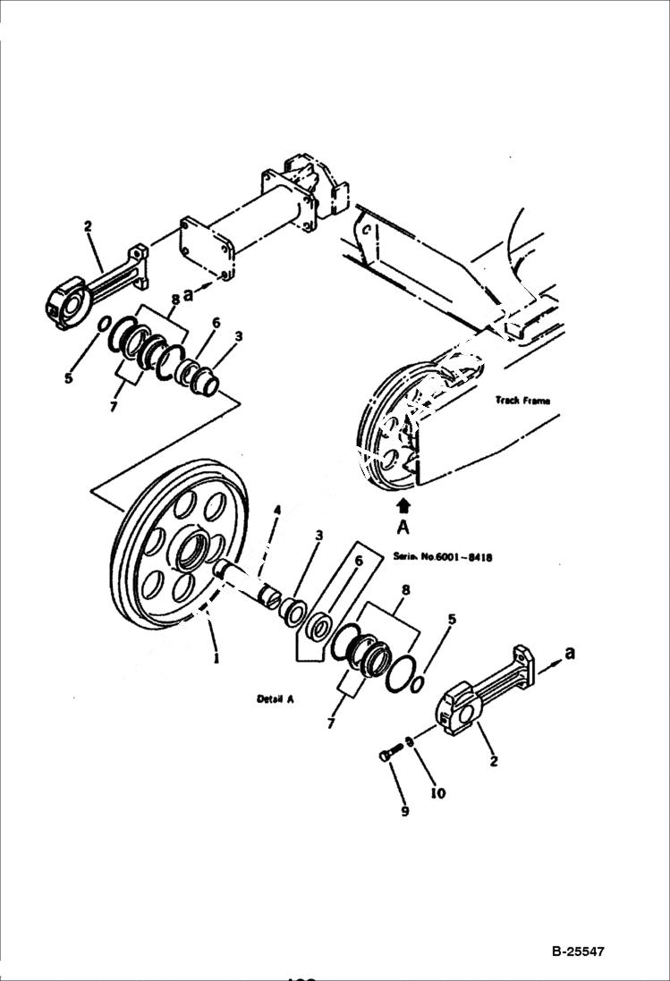 Схема запчастей Bobcat 100 - FRONT IDLER UNDERCARRIAGE