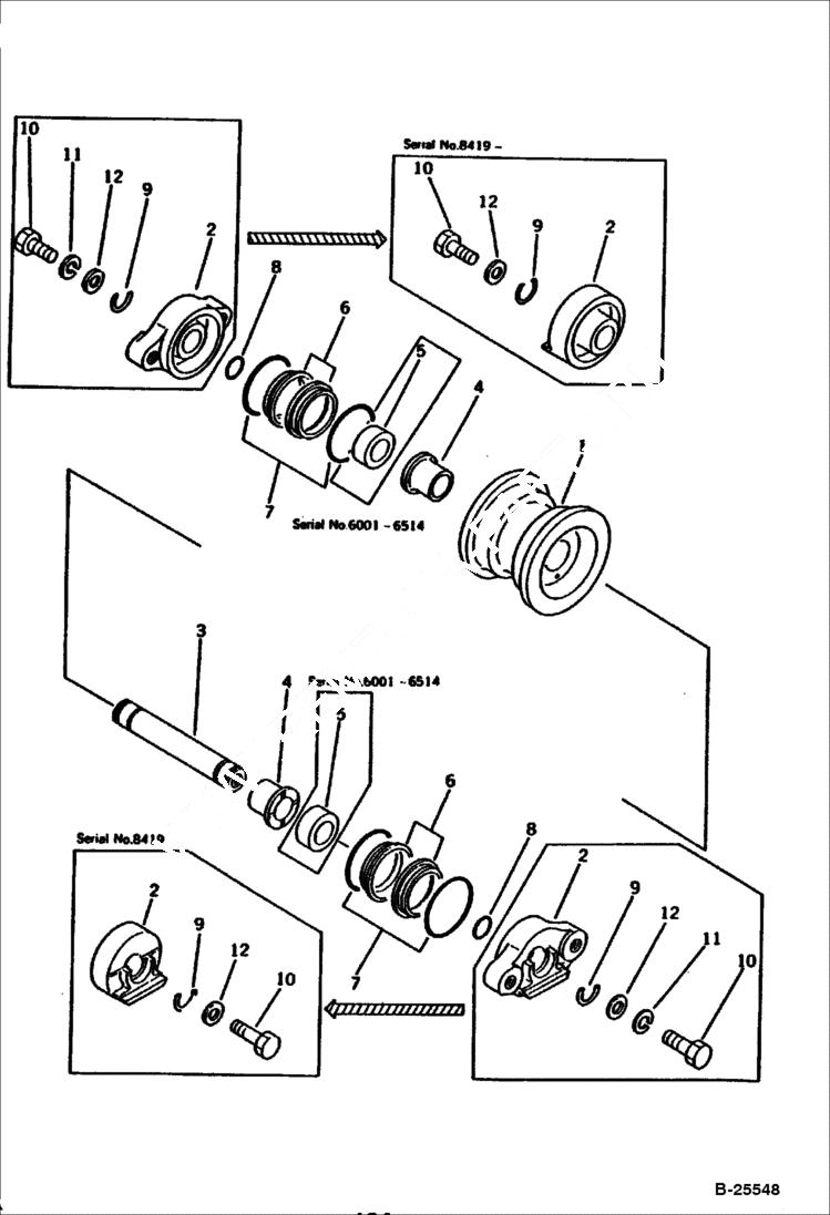 Схема запчастей Bobcat 100 - TRACK ROLLER UNDERCARRIAGE