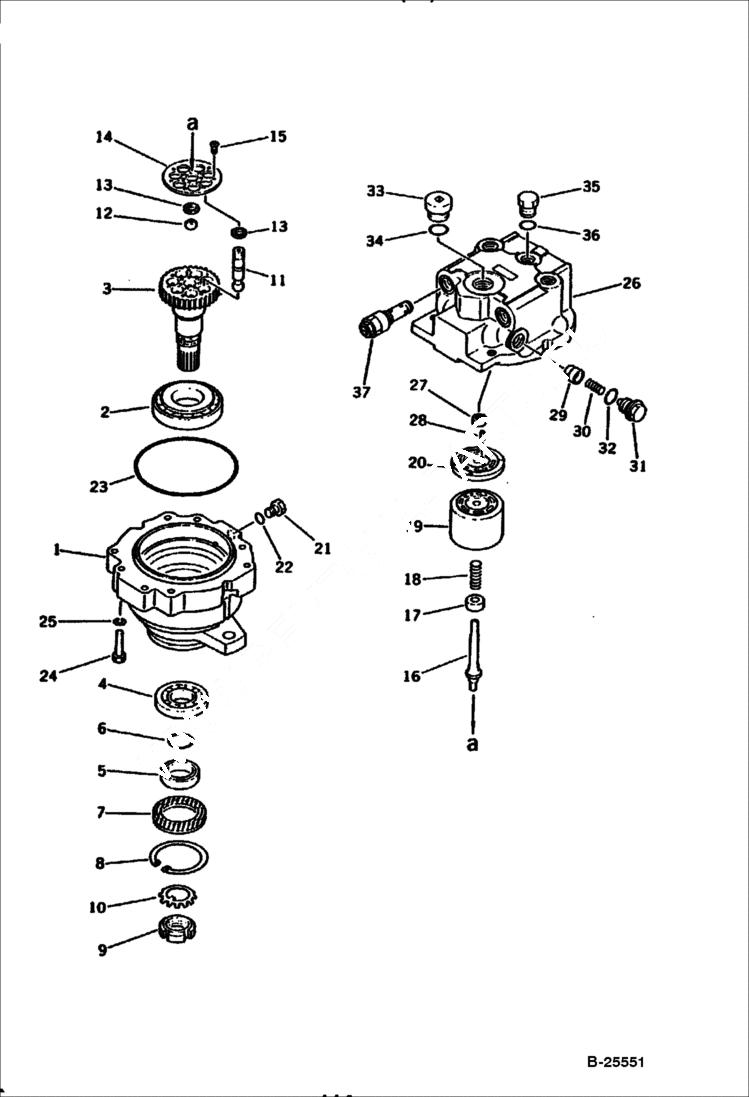 Схема запчастей Bobcat 100 - SWING MOTOR (1/2) SWING AND CONTROL SYSTEM