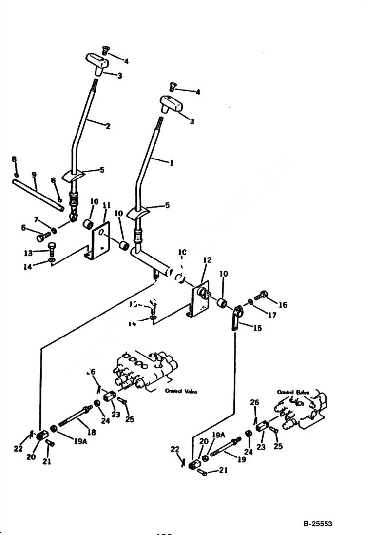 Схема запчастей Bobcat 100 - TRAVEL CONTROL LEVER SWING AND CONTROL SYSTEM