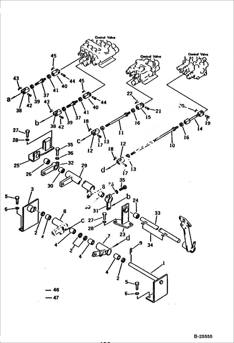 Схема запчастей Bobcat 100 - WORK EQUIPMENT CONTROL LINKAGE SWING AND CONTROL SYSTEM