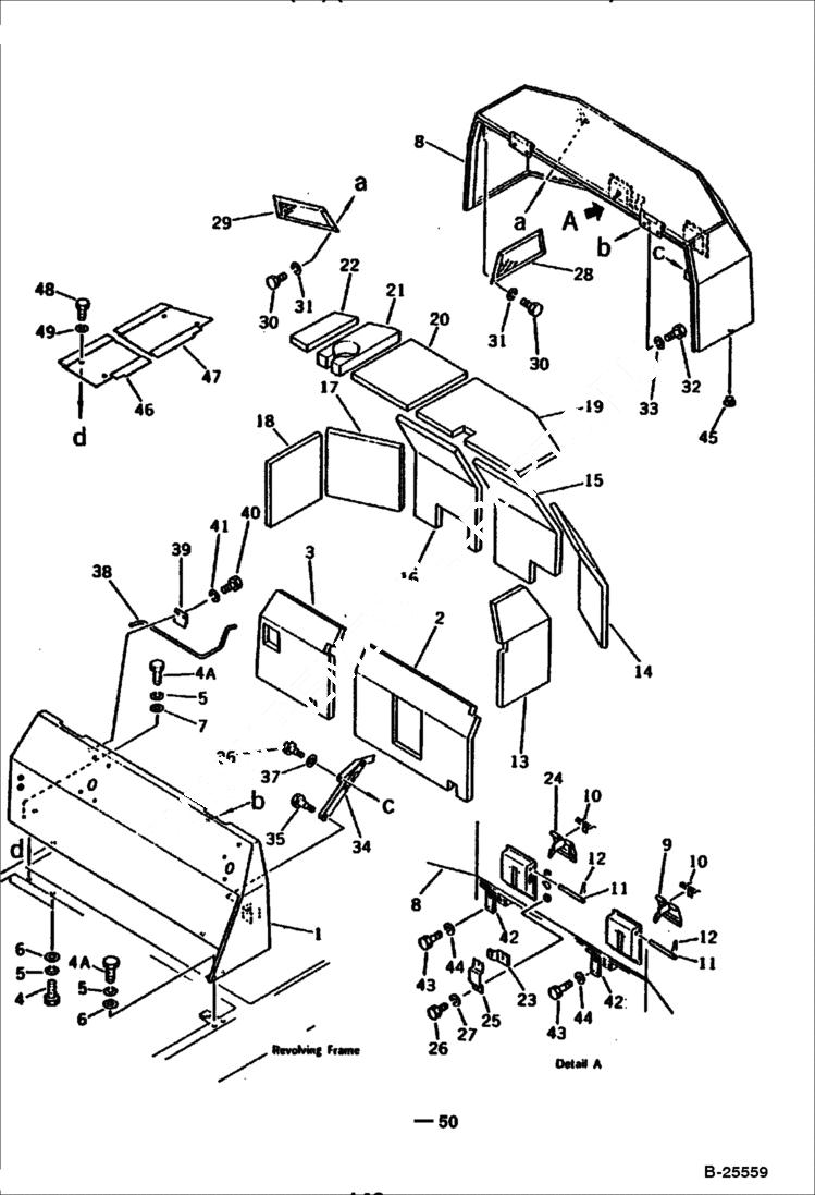 Схема запчастей Bobcat 100 - MACHINE CAB (2/2)(W/ATTACHMENT PIPING) REVOLVING FRAME AND CAB