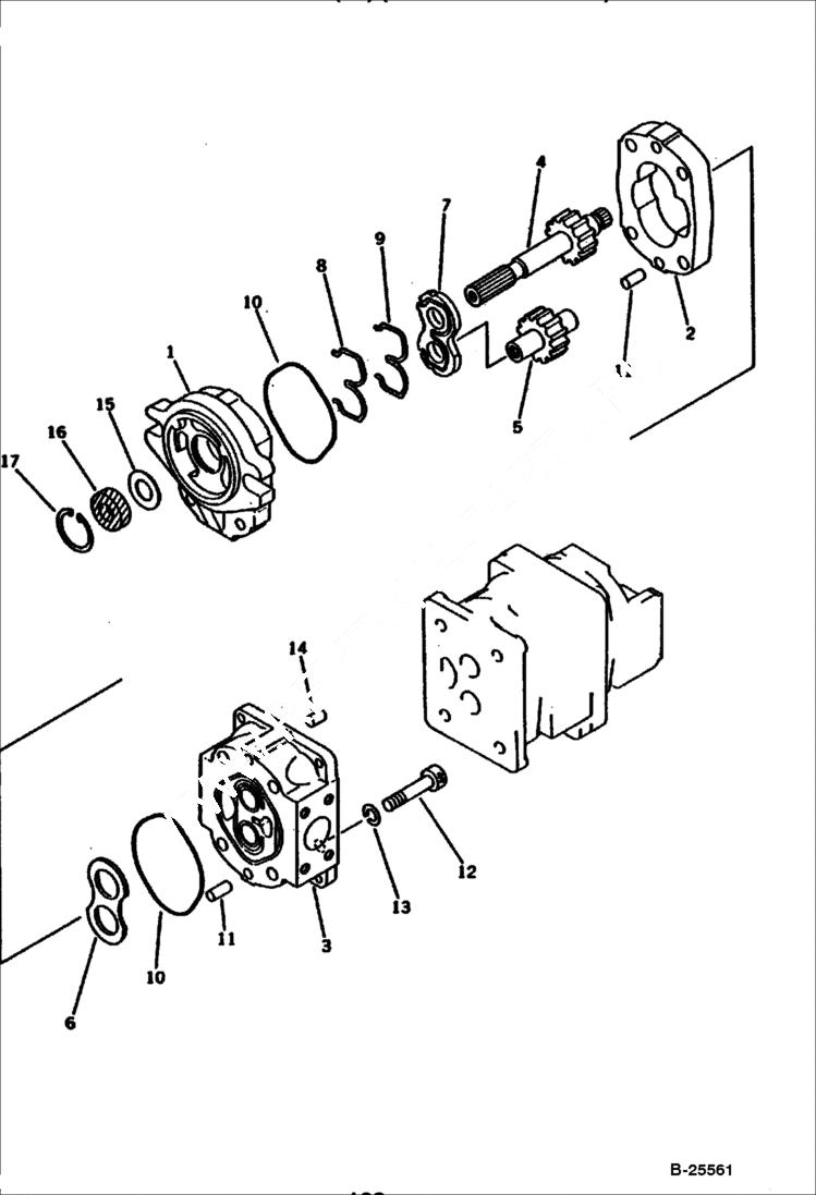 Схема запчастей Bobcat 100 - HYDRAULIC PUMP (1/3) Komatsu S/N 6001-8431 WORK EQUIPMENT CONTROL SYSTEM