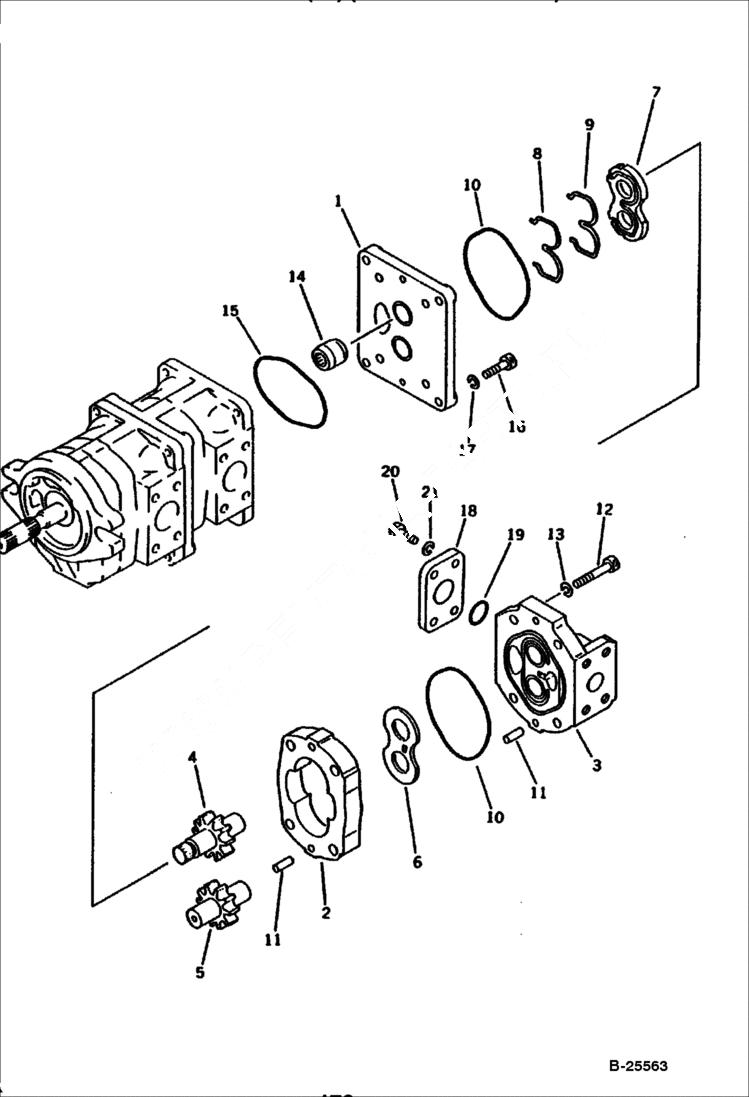 Схема запчастей Bobcat 100 - HYDRAULIC PUMP (3/3) Komatsu S/N 6001-8431 WORK EQUIPMENT CONTROL SYSTEM