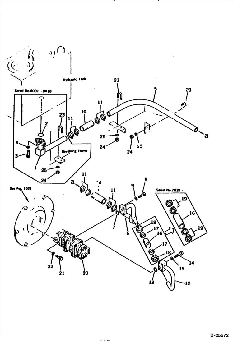 Схема запчастей Bobcat 100 - HYDRAULIC PIPING (TANK TO PUMP) WORK EQUIPMENT CONTROL SYSTEM