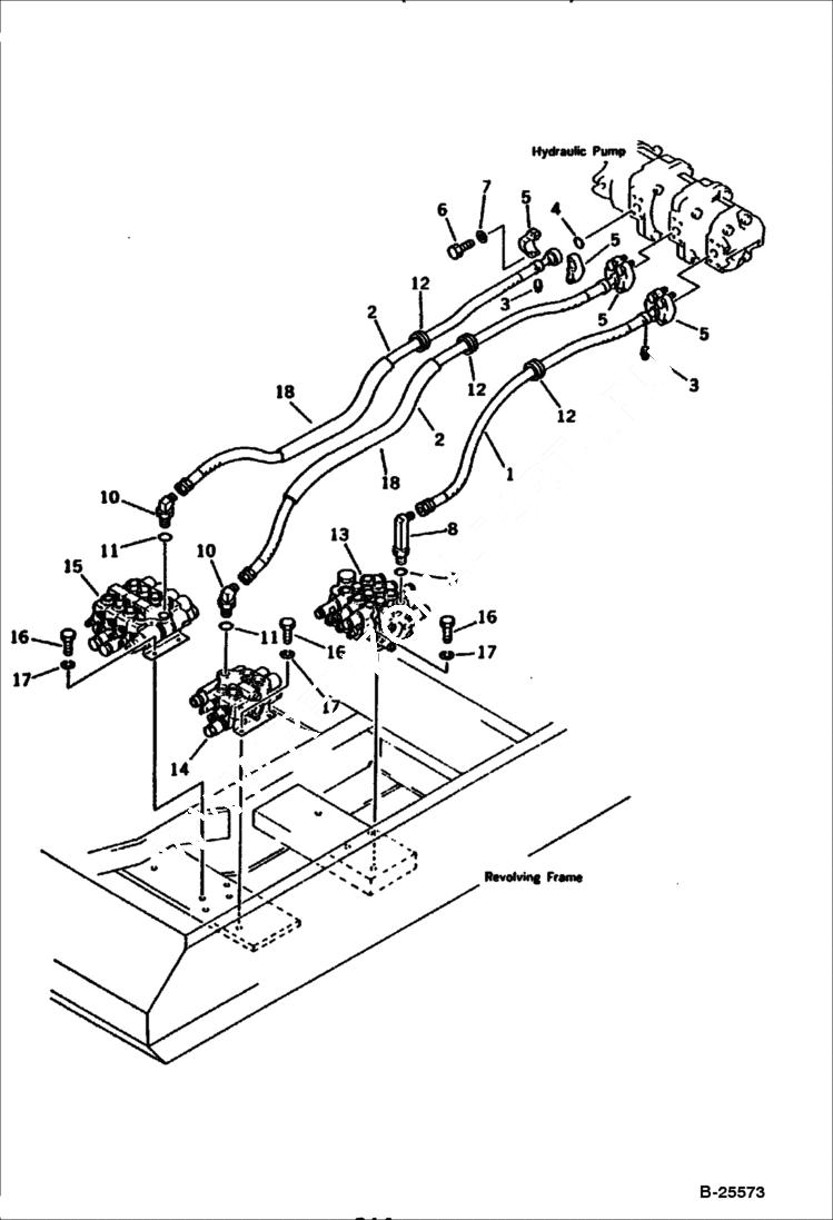 Схема запчастей Bobcat 100 - HYDRAULIC PIPING (PUMP TO VALVE) WORK EQUIPMENT CONTROL SYSTEM