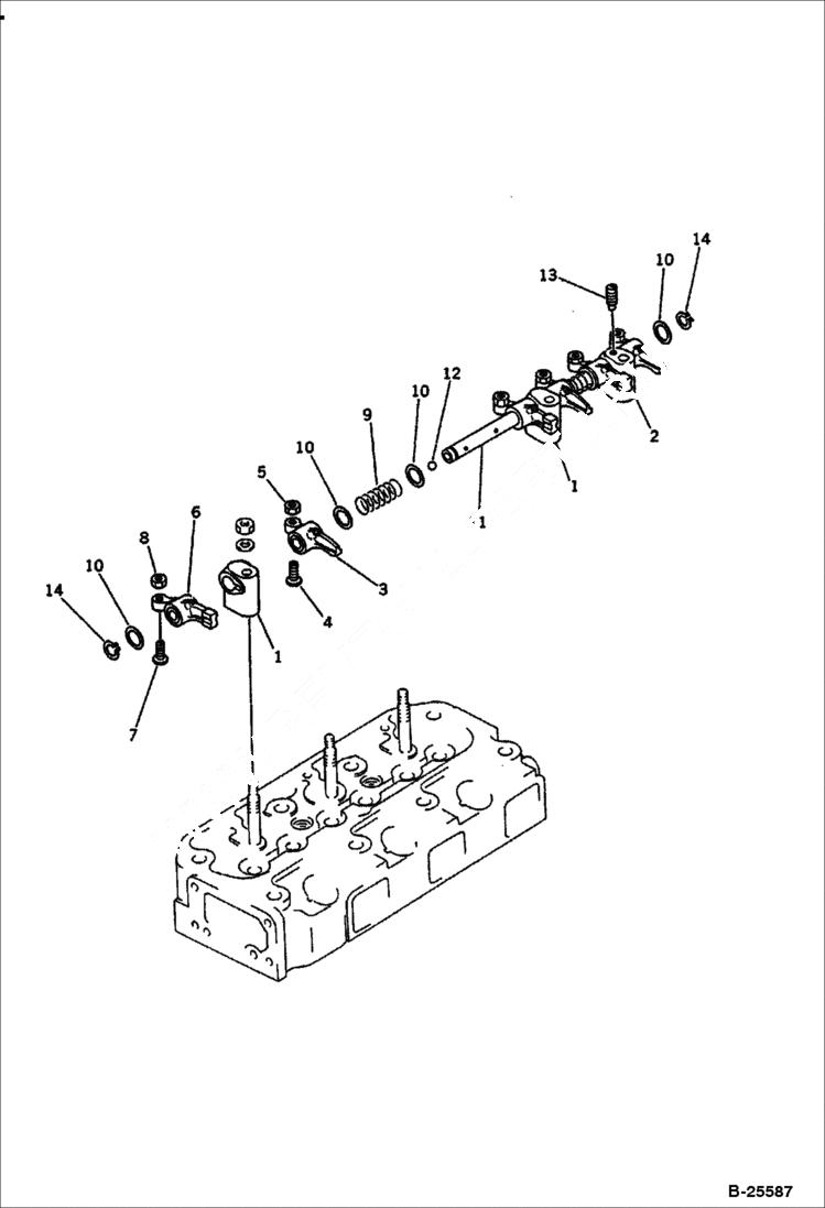 Схема запчастей Bobcat 100 - ROCKER ARM CYLINDER HEAD