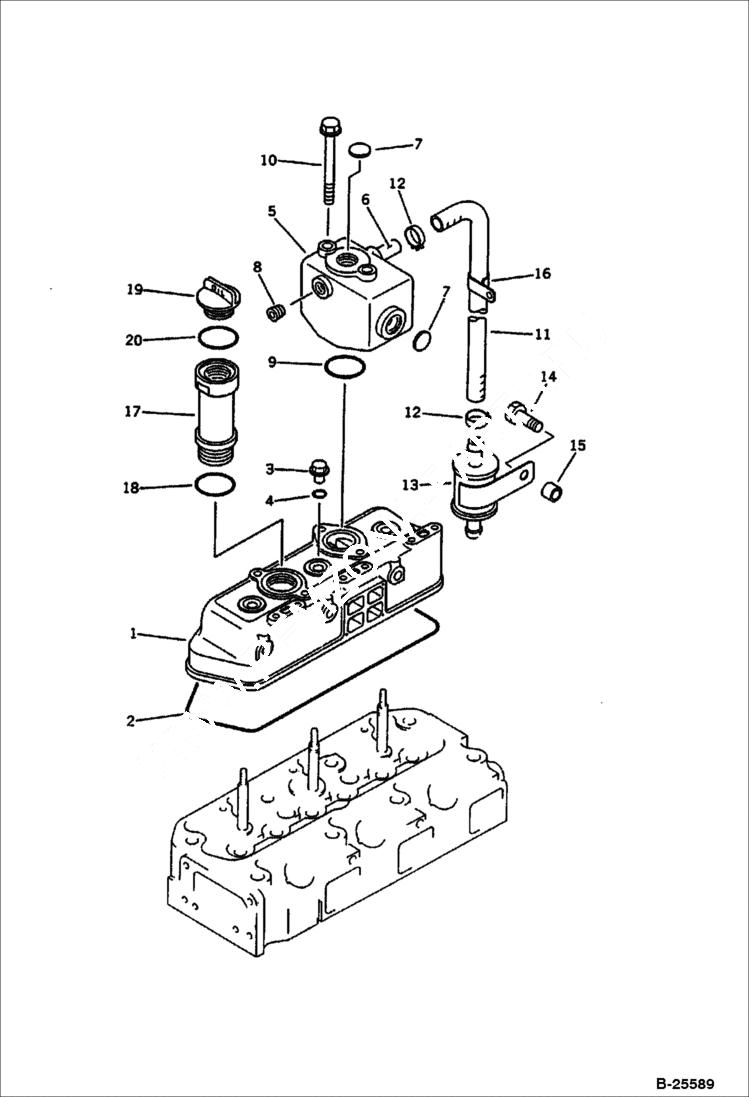 Схема запчастей Bobcat 100 - CYLINDER HEAD COVER CYLINDER HEAD