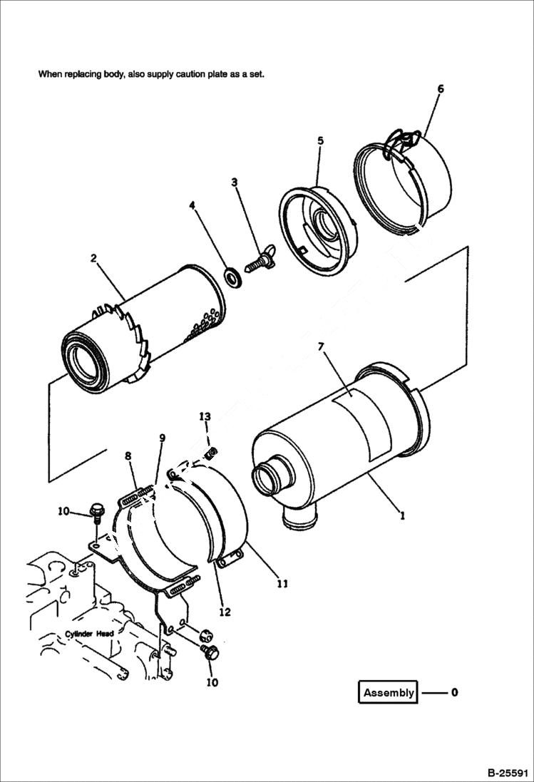 Схема запчастей Bobcat 100 - AIR CLEANER (PC30) (SINGLE ELEMENT) CYLINDER HEAD