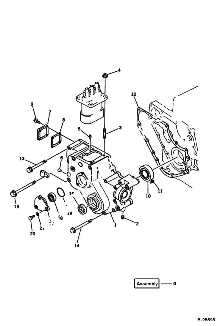 Схема запчастей Bobcat 100 - FRONT COVER CYLINDER BLOCK