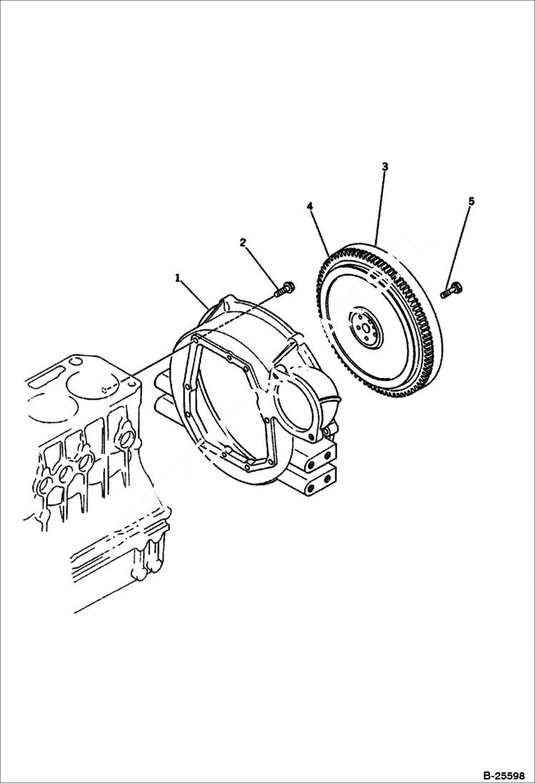 Схема запчастей Bobcat 100 - FLYWHEEL AND FLYWHEEL HOUSING CYLINDER BLOCK