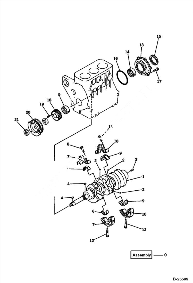 Схема запчастей Bobcat 100 - CRANKSHAFT CYLINDER BLOCK