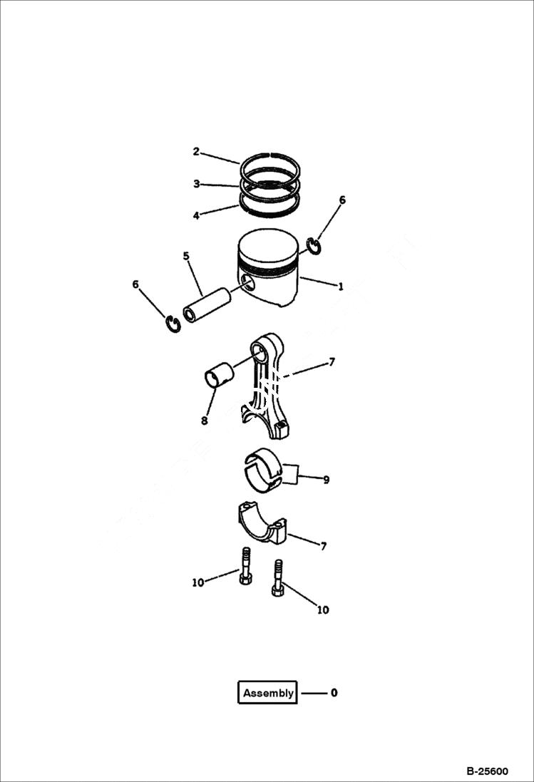 Схема запчастей Bobcat 100 - PISTON AND CONNECTING ROD CYLINDER BLOCK