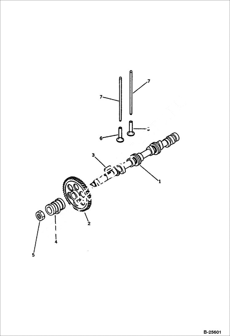 Схема запчастей Bobcat 100 - CAMSHAFT AND TAPPET CYLINDER BLOCK