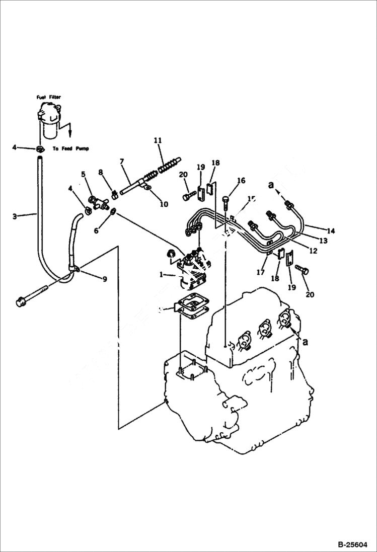 Схема запчастей Bobcat 100 - FUEL INJECTION PUMP AND PIPING FUEL SYSTEM