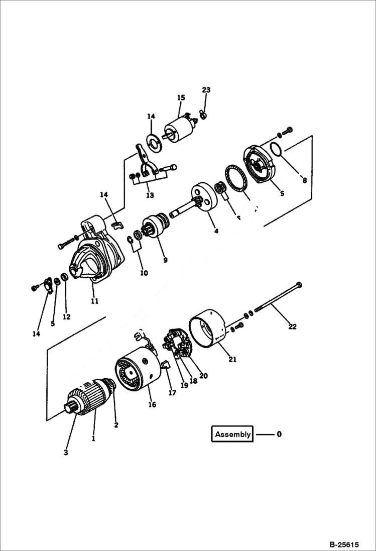 Схема запчастей Bobcat 100 - STARTING MOTOR ELECTRICAL SYSTEM